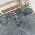 High-waisted wide-leg denim short pants